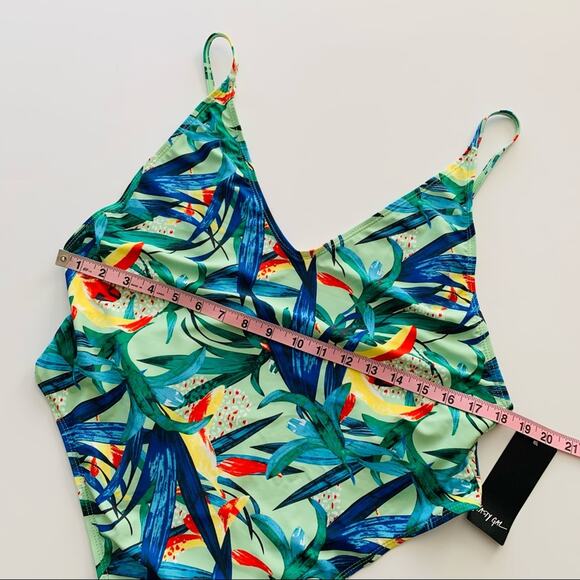 Nasty Gal Tropical Print High Leg One Piece Swimsuit Women's Size 14 NWT - Picture 5 of 12